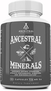 Ancestral Supplements Minerals & Electrolytes with Magnesium, Potassium, Sodium, Supports Optimal Hydration, Immune Health, Athletic Performance, Digestion, and Remineralization, 180 Capsules in Pakistan