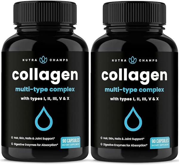 Multi Collagen Pills | Types I,II,III,V,X | Double Hydrolyzed Collagen Peptides Powder Capsules | Healthy Skin, Hair, Nails, Joints | Keto Protein Supplement for Women & Men | 180 Capsules (2 Pack) in Pakistan in Pakistan