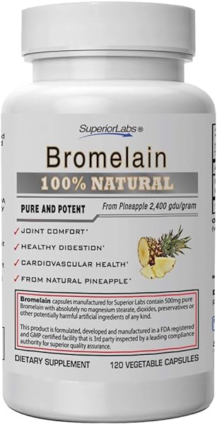 Superior Labs – Best Bromelain Non GMO Natural Supplement – Non-Synthetic – 2,400 gdu/Gram – Supports Healthy Digestion & Inflammatory Responses, Bruises, Immune – Extra Strength – 500 mg, 120 VCaps in Pakistan