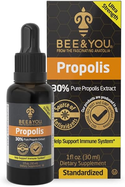 BEE and You, Propolis Liquid Extract Drops, Ultra Pure, Immune Support Supplement, Sore Throat, Allergy Relief, Respiratory, Antioxidants, Keto, Paleo, Gluten-Free, 1 Fl Oz in Pakistan
