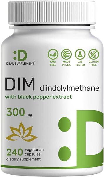 DIM Supplement 300mg, 240 Caps, 4 Months Supply, Diindolylmethane DIM Plus Black Pepper Extract, Estrogen Balance, Supports Acne & PCOS Relief in Pakistan