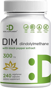 DIM Supplement 300mg, 240 Caps, 4 Months Supply, Diindolylmethane DIM Plus Black Pepper Extract, Estrogen Balance, Supports Acne & PCOS Relief in Pakistan