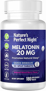 Melatonin 20mg | 180 Quick Dissolve Tablets | Natural Mixed Berry Flavor |High Potency | Sugar Free | Vegan | Gluten Free | Value Size in Pakistan