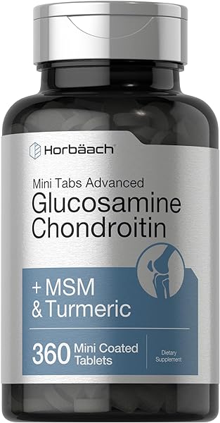 Advanced Glucosamine Chondroitin MSM Plus Turmeric | 360 Mini Coated Tablets | Non-GMO and Gluten Free Supplement | by Horbaach in Pakistan