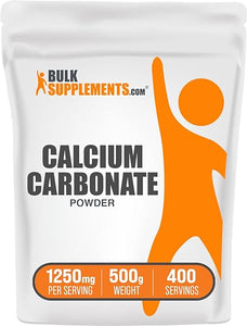 BulkSupplements.com Calcium Carbonate Powder - Calcium Supplement, Calcium 500mg, Calcium Carbonate Food Grade - Calcium Powder, 250mg (500mg Calcium) per Serving, 500g (1.1 lbs) in Pakistan