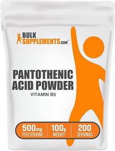 BULKSUPPLEMENTS.COM Vitamin B5 Powder - Vitamin B Powder - Pantothenic Acid 500mg - B5 Vitamins - Vitamin B5 Pantothenic Acid - B5 Supplement - 500mg per Serving (100 Grams - 3.5 oz) in Pakistan
