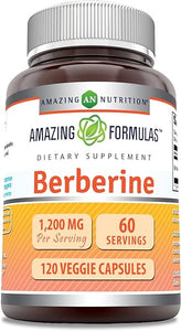 Amazing Formulas Berberine 1200 mg Per Serving Veggie Capsules Supplement | Non-GMO | Gluten Free | Made in USA (120 Count) in Pakistan