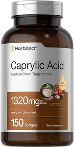 Caprylic Acid 1320 mg | 150 Softgel Capsules | from MCT Oil | Non-GMO, Gluten Free Supplement | by Horbaach in Pakistan