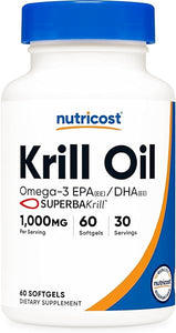 Nutricost Krill Oil 1000mg, 60 Softgels - Omega-3 EPA-DHA Krill Oil Supplement, with Superbakrill in Pakistan