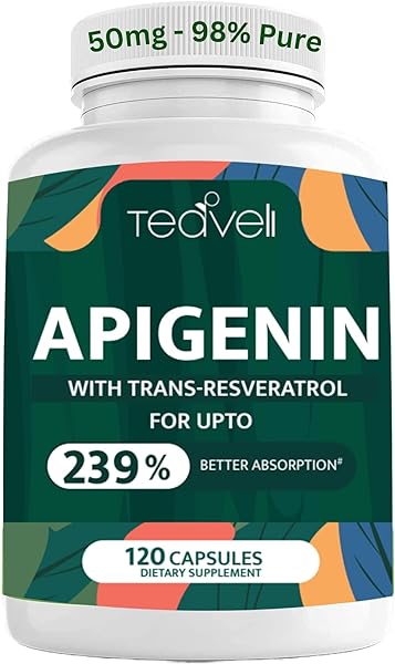 Advanced Apigenin Supplement with Resveratrol for Superior Bioavailability– 50mg Apigenin for Sleep, Mood- NAD Supplement Without Melatonin- Complements Magnesium Threonate & Theanine- 120 Capsules in Pakistan