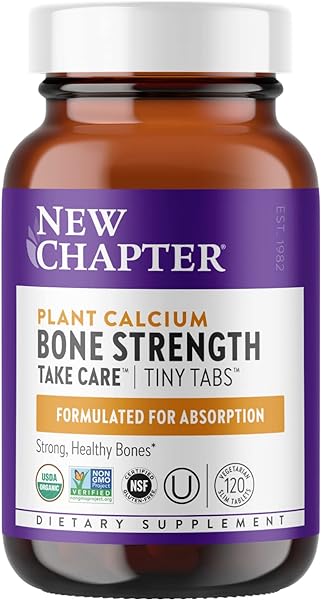 New Chapter Calcium Supplement - Bone Strength Tiny Tabs Organic Red Marine Algae Calcium - with Vitamin D3+K2 + Magnesium, 70+ Trace Minerals for Bone Health, Gluten Free, Easy to Swallow - 120 ct in Pakistan in Pakistan