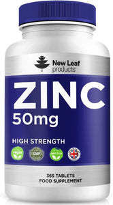 Zinc 50mg High Strength (1 Year Supply) 365 Ultra Small Tablets Zinc Supplements Contributes Towards Immune Function, Fertility and The Maintenance of Healthy Bones, Vision, Hair, Nails and Skin