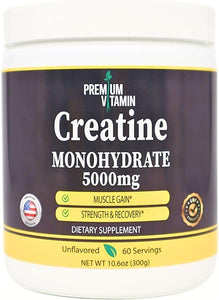 Creatine Monohydrate Powder | 300 Grams (10.6 oz) | 5000mg Per Serving | Pure Unflavored Creatine Powder | Muscle Gain & Recovery | Men & Women | Workout Supplement | 60 Servings in Pakistan