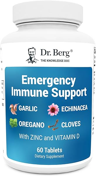 Dr. Berg Emergency Immune Support w/Echinacea - Potent Blend of Herbal Extracts (Warning: Strong Herbal Smells) - Immune Support Supplement Includes 2,000 IUs of Vitamin D & 10mg of Zinc - 60 Tablets in Pakistan in Pakistan