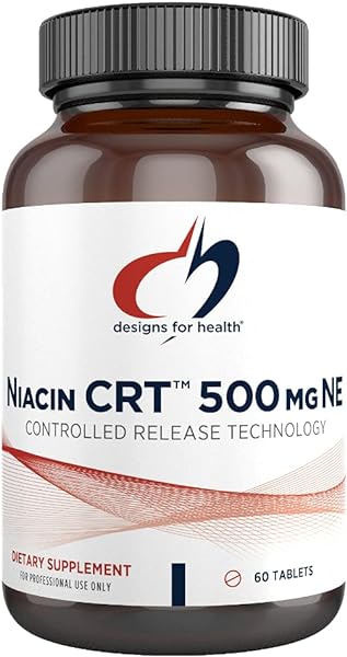 Designs for Health Niacin 500mg - Niacin CRT Vitamin B3 (Nicotinic Acid), Controlled Slow Release Tablets to Help Minimize Flush - Non-GMO, Gluten Free Supplement (60 Tablets) in Pakistan