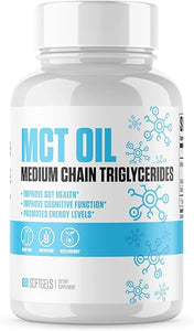 MCT Oil Softgels Extra Strength | #1 Rated MCT Oil Supplement to Improve Gut Health, Increase Energy Levels & Improve Cognitive Function | Vegan, Dairy & Keto Friendly for Men & Women - 60 Softgels in Pakistan