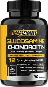 Glucosamine Chondroitin MSM Turmeric, Boswellia, 12-in-1, Joint Comfort, Mobility, Lubrication & Strength for Men Women & Senior, 90 Tab, No Shellfish in Pakistan