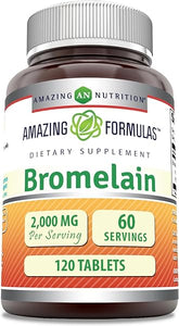 Amazing Formulas Bromelain Supplement | 2000 Mg Per Serving | 120 Tablets | Non-GMO | Gluten Free | Made in USA in Pakistan