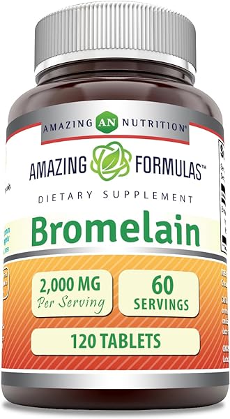 Amazing Formulas Bromelain Supplement | 2000 Mg Per Serving | 120 Tablets | Non-GMO | Gluten Free | Made in USA in Pakistan in Pakistan