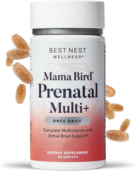 Mama Bird Prenatal Vitamins, No Iodine & Iron, Methylfolate (Folic Acid), Methyl B12, Natural Organic Herbal Blend, Vegan, Once Daily, 30 Ct. Includes Bonus Healthy Pregnancy Secrets, value $59.95