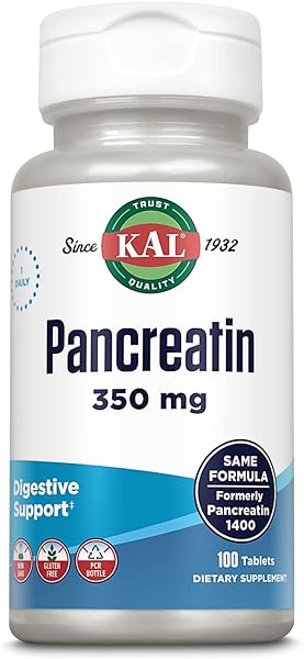KAL Pancreatin 350mg, Digestive Enzymes for Women and Men, Pancreatic Enzymes for Digestive Health Support, Gluten Free, Non-GMO, Rapid Disintegration, 60-Day Guarantee, 100 Servings, 100 Tablets in Pakistan
