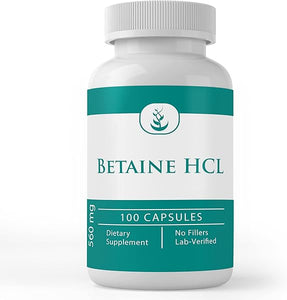Pure Original Ingredients Betaine HCL, (100 Capsules) Always Pure, No Additives Or Fillers, Lab Verified in Pakistan