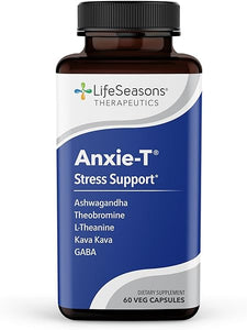 Anxie-T - Stress Relief Supplement - Boosts Mood & Mental Focus - Supports Natural Sleep Cycles - Feel Calm and Relaxed - Eases Tension - Ashwagandha, Kava Kava, GABA & L-Theanine - 60 Capsules in Pakistan