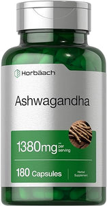 Ashwagandha Capsules 1380mg | 180 Count | Root Extract | Non-GMO, Gluten Free Supplement | by Horbaach in Pakistan