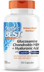 Doctor's Best Glucosamine Chondroitin MSM + Hyaluronic Acid with OptiMSM Featuring Biocell Collagen, Joint Support, Non-GMO, Gluten & Soy Free, 150 Caps in Pakistan