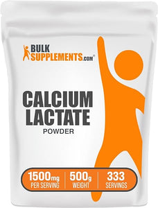 BulkSupplements.com Calcium Lactate Powder - Calcium Supplement, Calcium Lactate Food Grade - Calcium Lactate Supplement, 1500mg per Serving (195mg Calcium), 500g (1.1 lbs) in Pakistan