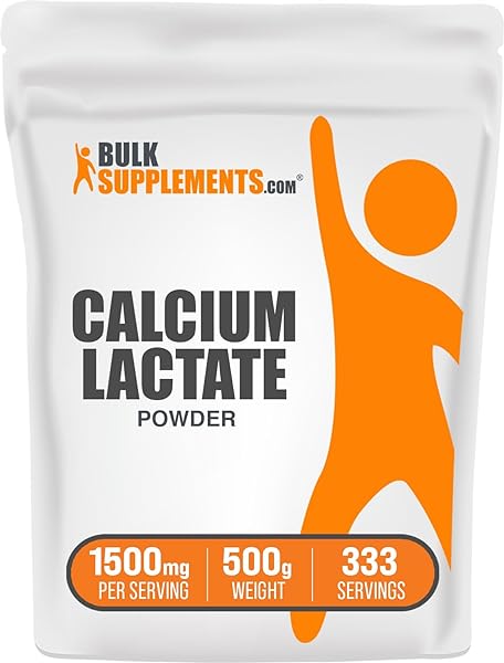 BulkSupplements.com Calcium Lactate Powder - Calcium Supplement, Calcium Lactate Food Grade - Calcium Lactate Supplement, 1500mg per Serving (195mg Calcium), 500g (1.1 lbs) in Pakistan