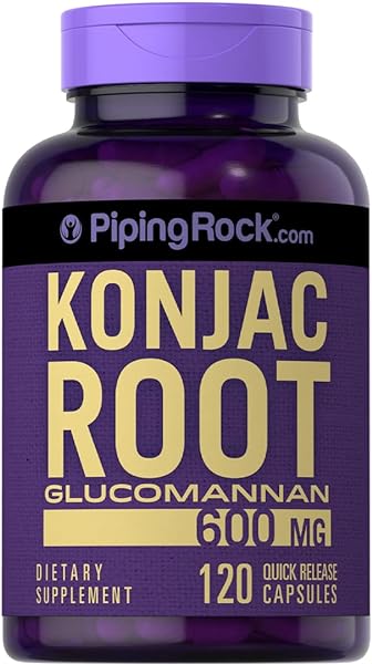 Piping Rock Glucomannan Capsules 600mg | 120 Count | Konjac Root Fiber Supplement | Non-GMO, Gluten Free in Pakistan