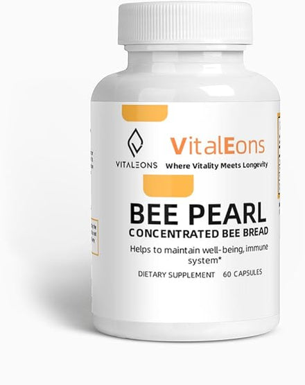 Bee Pollen, Propolis, and Royal Jelly Supplement - Vitaleons Bee Pearl,Each Pearl has Vitamins, microelements, polyphenols, unsaturated Fatty acids, and antioxidants (Vegetarian, 60 Capsules) in Pakistan