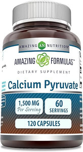 Amazing Formulas Calcium Pyruvate 1500mg Per Serving 120 Capsules Supplement | Non-GMO | Gluten Free | Made in USA in Pakistan