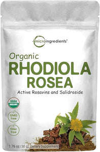 Micro Ingredients Organic Rhodiola Rosea Root Extract, 50g Powder | Adaptogenic Herb Based Supplement with Active Rosavins & Salidrosides | Supports Energy & Relaxation | No GMOs, Filler Free in Pakistan