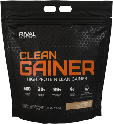 Rivalus Clean Gainer, Cinnamon Toast Cereal, 10 Pound
