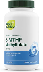 L Methylfolate 15mg - Maximum Potency - Active Vitamin B9 Superior Bioavailability - 5-MTHF Methyl Folate for Mood, Cognition, Immunity, Cardiovascular, Neurological, Reproductive Health - 60 Capsules in Pakistan
