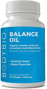 BodyBio Omega Oils 3 & 6 - Essential Fatty Acids for Brain and Heart Health | Organic Safflower and Flax Seed Oil Blend | Cold-Pressed Oils | DHA EPA | Balance Oil 60 Softgel in Pakistan
