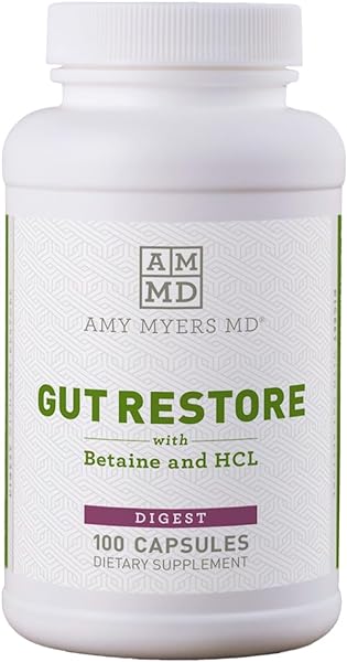 Gut Restore Betaine HCL with Pepsin Amy Myers - Supports Calcium, Iron & Other Mineral Absorption. Licorice, Slippery Elm & Marshmallow Root Extract, Helps Alleviate Food Sensitivities - 100 Capsules in Pakistan