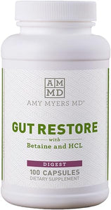 Gut Restore Betaine HCL with Pepsin Amy Myers - Supports Calcium, Iron & Other Mineral Absorption. Licorice, Slippery Elm & Marshmallow Root Extract, Helps Alleviate Food Sensitivities - 100 Capsules in Pakistan