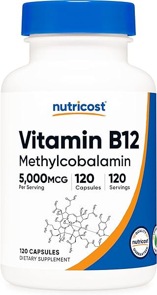 Nutricost Vitamin B12 (Methylcobalamin) 5000mcg, 120 Capsules - Vegetarian Caps, Non-GMO, Gluten Free B12 Supplement in Pakistan in Pakistan