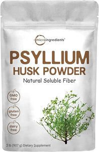 Psyllium Husk Powder, 2 Pound (32 Ounce), Soluble Fiber, Psyllium Husk Daily Fiber for Baking, Smoothie and Beverage, India Origin, Keto Diet, Unflavored, Gluten Free, No GMOs and Vegan Friendly in Pakistan