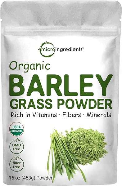 Organic Barley Grass Powder, 16 Ounces | US Grown | Rich in Vitamins, Minerals, Fibers, & Antioxidants | Superfood Greens Mix for Immune Health and Digestion Support | Non-GMO in Pakistan in Pakistan