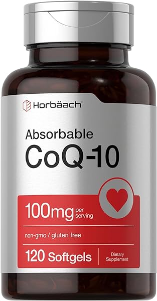 CoQ10 100mg Softgels | 120 Count | Non-GMO and Gluten Free | by Horbaach in Pakistan