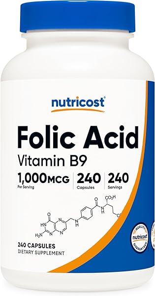 Nutricost Folic Acid (Vitamin B9) 1000 mcg, 240 Capsules in Pakistan in Pakistan