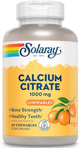 Solaray Calcium Citrate 1000 mg, Natural Orange Flavor Chelated Calcium Supplement for Bone Strength, Teeth, Nerve, Muscle, and Heart Function Support, 60-Day Guarantee, 15 Servings, 60 Chewables in Pakistan