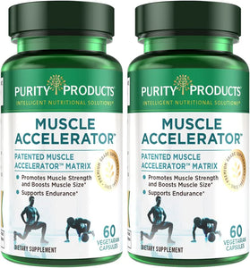 Muscle Accelerator by Purity Products - 650 mg Patented & Clinically Tested Muscle Accelerator Blend of Ayurvedic Herbal Extracts Promotes Strength, Endurance + Muscle Growth - 60 Veg Caps