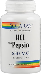 Solaray High Potency HCL + Pepsin 650 mg VCapsules, 100 Count in Pakistan