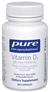 Pure Encapsulations Vitamin D3 125 mcg (5,000 IU) - Supplement to Support Bone, Joint, Breast, Heart, Colon, and Immune Health* - with Vitamin D - 120 Capsules