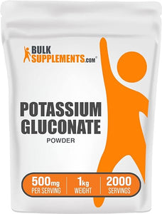 BulkSupplements.com Potassium Gluconate Powder - Potassium Supplement, Potassium Gluconate Supplement, Potassium Powder - Gluten Free, 500mg per Serving (84mg Potassium), 1kg (2.2 lbs) in Pakistan